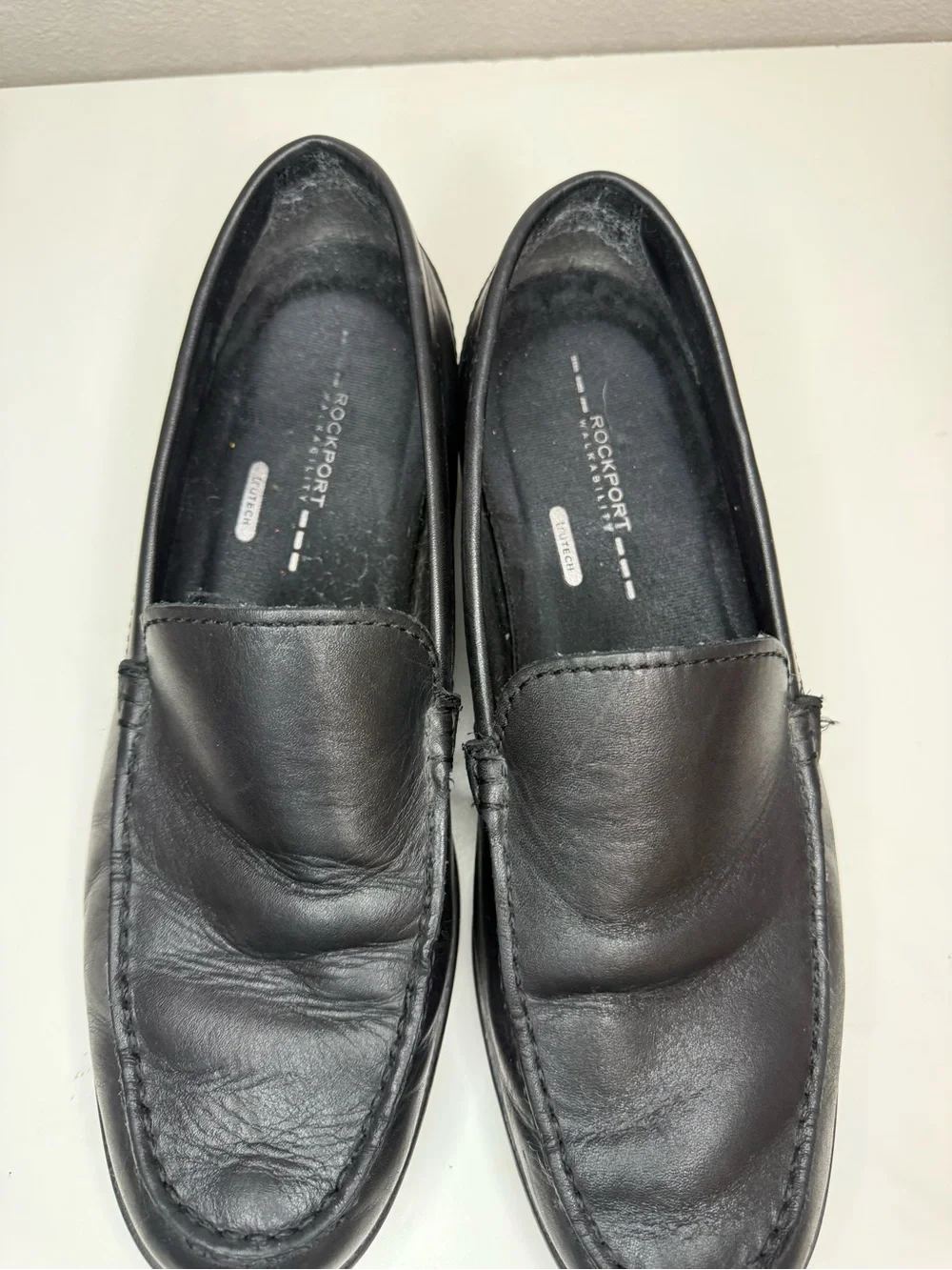 Rockport Walkability Black Leather Loafers Men’s 11 TruTech Comfort Dress Shoes